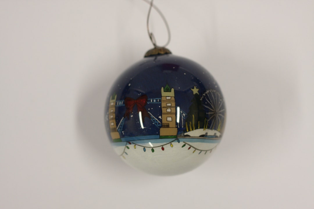 London Skyline Handpainted Glass Bauble With Handmade Gift Box Etsy UK