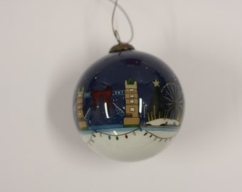 London Skyline hand-painted glass bauble with handmade gift box