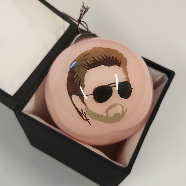 George Michael hand-painted glass bauble with handmade gift box