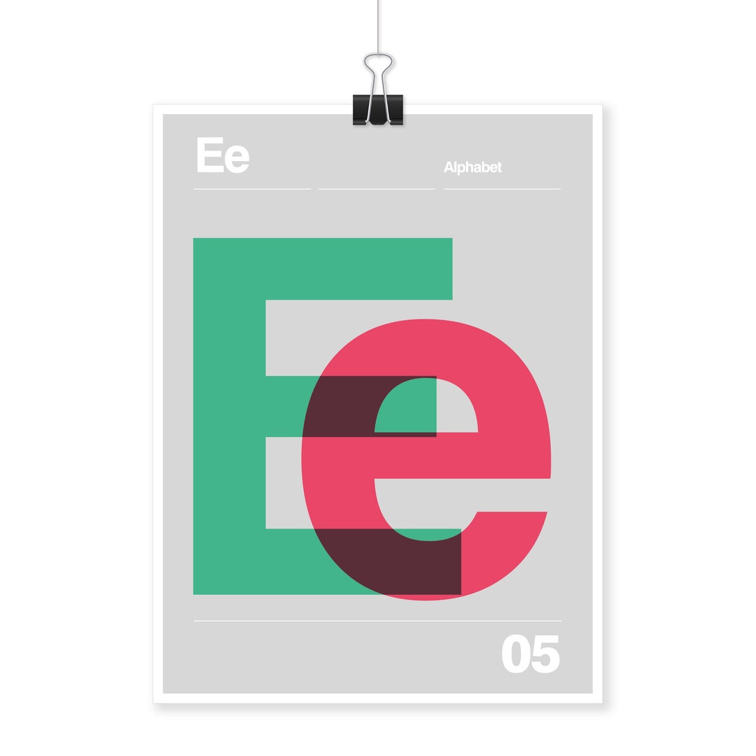 Buchstabe E Alphabet Typographical Print Wall Art Etsy.de