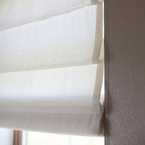 Linen roman shades, custom order. With lining, hardware included, made to measure relaxed roman blinds.