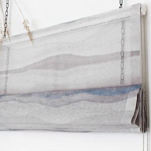 Roman sheer faux linen blinds. Elegant natural looking shade. With chain mechanism, ready to made. Seaside feel in your home.