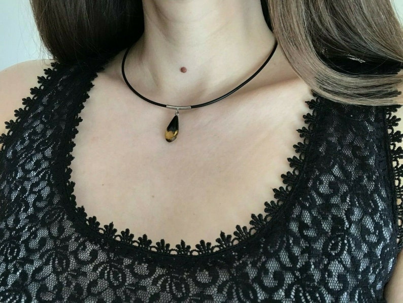 Real Baltic Amber Tear Drop Faceted Bead Stone Genuine Pendant on cord 3966