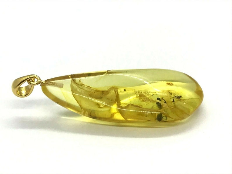 2 Insects Natural Baltic Amber Pendant With Insect Inclusion Silver GP 5 g #5117