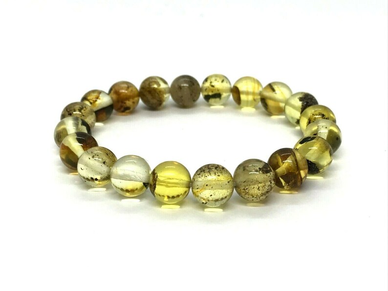 Genuine Natural Baltic Amber Round Beads Polished Elastic Bracelet 11,1gr #4627