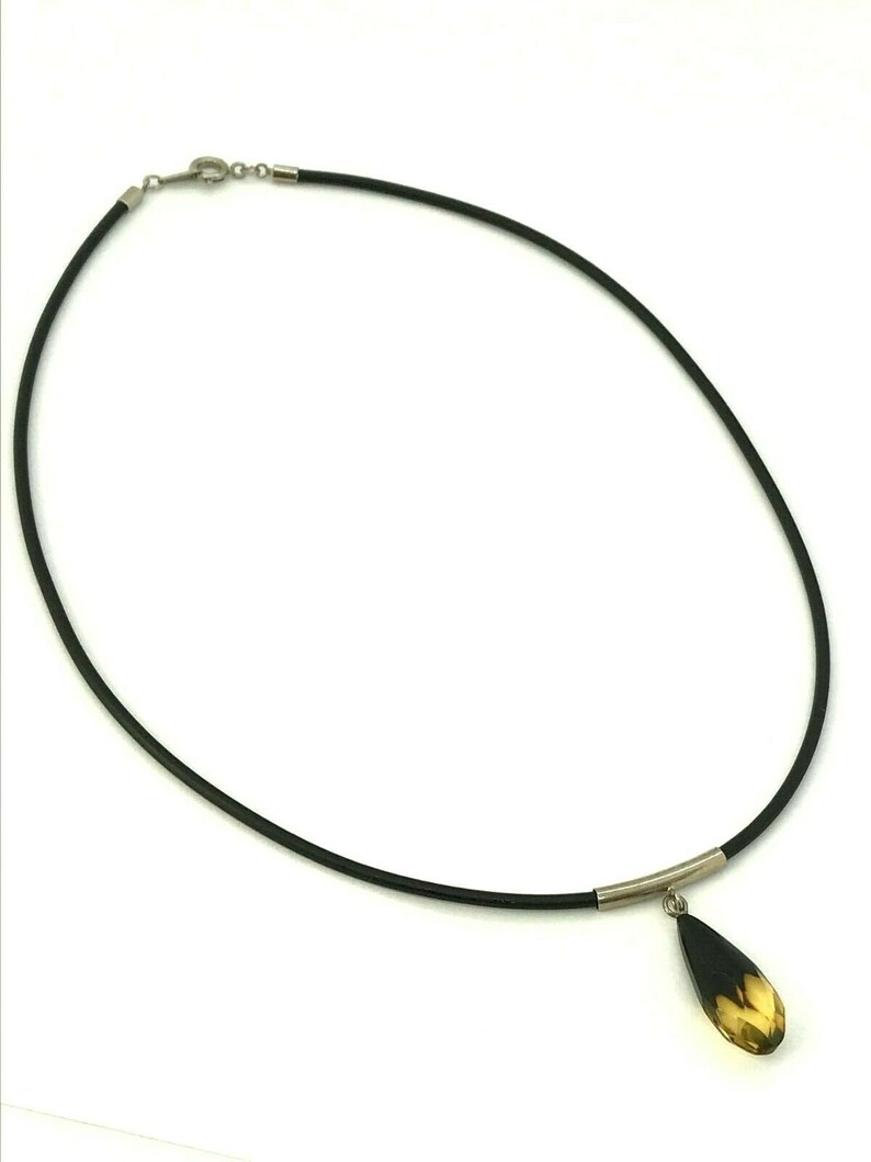 Real Baltic Amber Tear Drop Faceted Bead Stone Genuine Pendant on cord 3966
