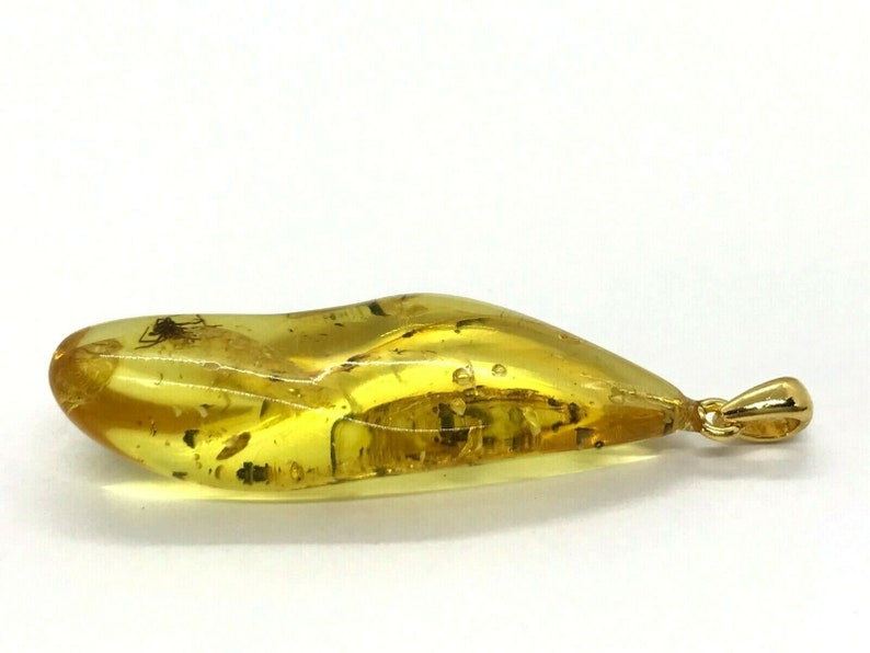 Real Natural Baltic Amber Pendant With Insect Inclusion Drop SilverGP 4,3g 6818