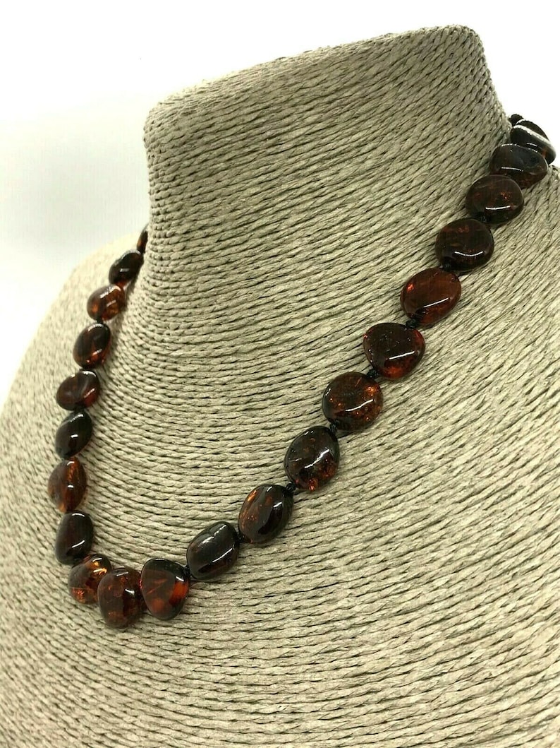 AMBER Necklace Cherry BALTIC AMBER Beads Ladies Knotted Gift Jewelry 18,7g 14272