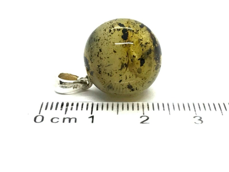 Amber Pendant Natural BALTIC AMBER PENDANT Round Bead Ball Gift Silver 925 Ladies Jewelry 2,8g 14654