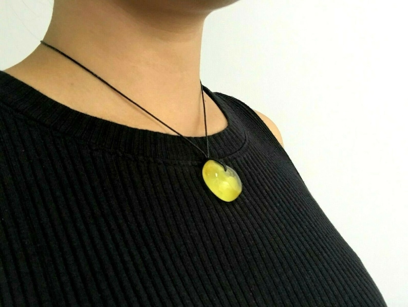 Amber Pendant Real Natural Baltic Amber Pendant donut shape on black cord unisex 6,2g 5563