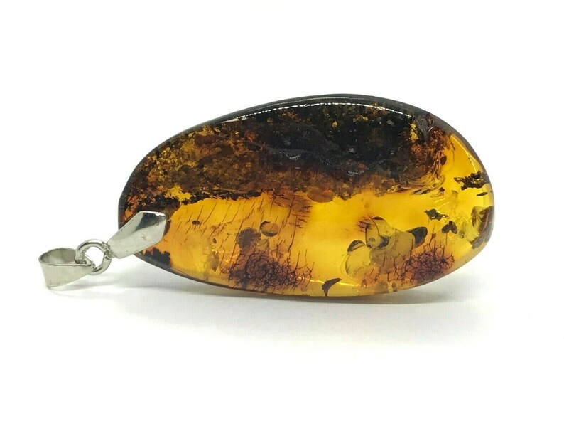AMBER PENDANT Natural Baltic Amber Polished Cognac Drop Stone Bead 8,1 g 10052