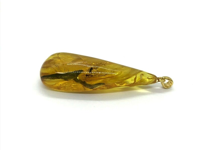 2 Insects Natural Baltic Amber Pendant With Insect Inclusion SilverGP 8,2g 6909