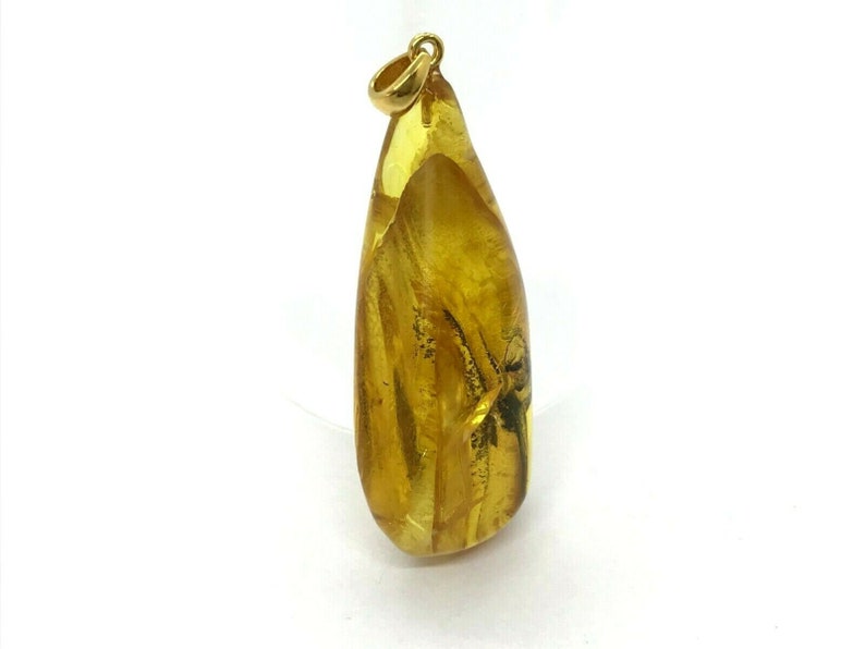 2 Insects Natural Baltic Amber Pendant With Insect Inclusion SilverGP 8,2g 6909