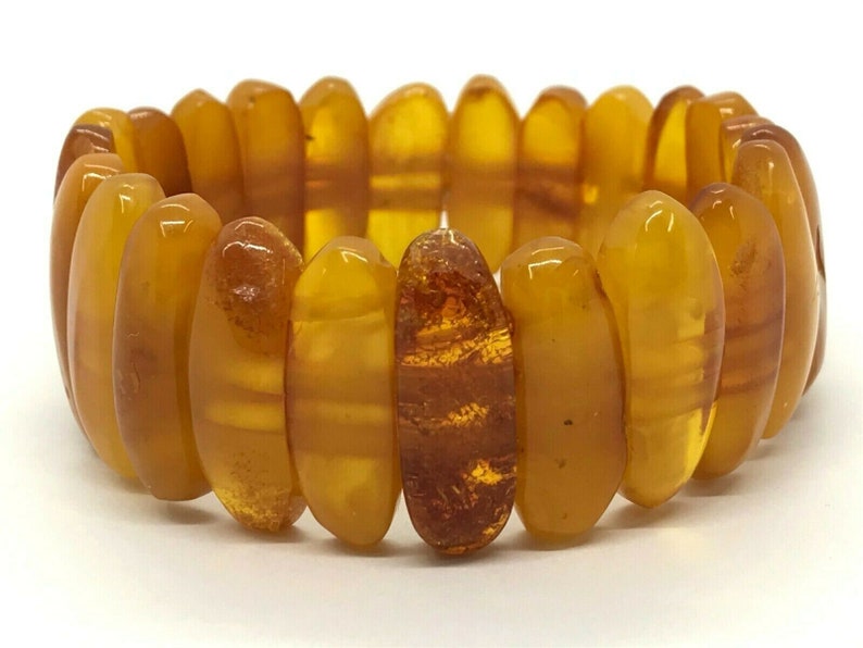 Old Vintage Natural BALTIC AMBER BRACELET Egg Yolk Butterscotch Beads 27,4g 9147