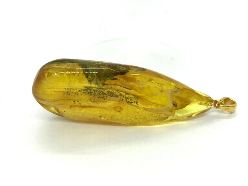 2 Insects Natural Baltic Amber Pendant With Insect Inclusion SilverGP 8,2g 6909