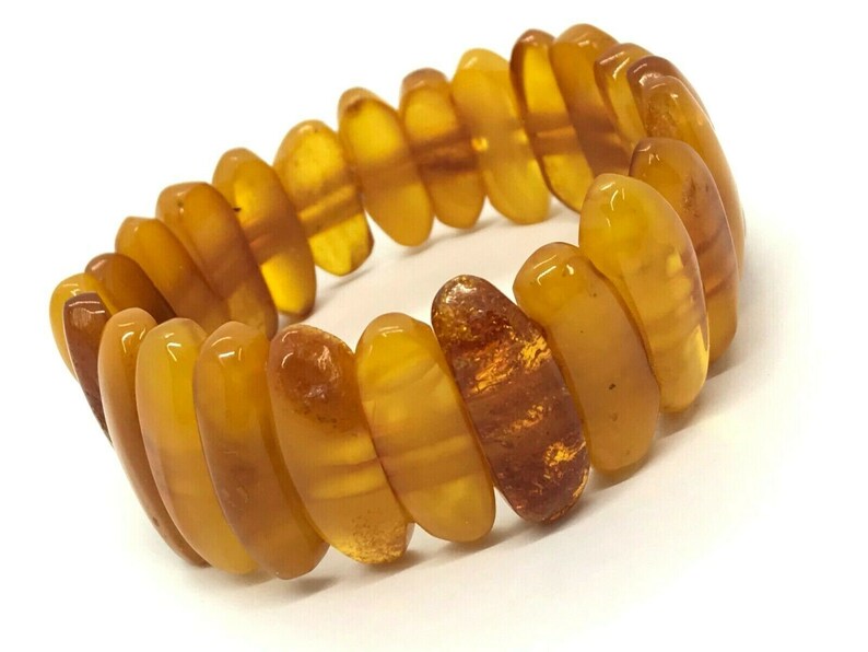 Old Vintage Natural BALTIC AMBER BRACELET Egg Yolk Butterscotch Beads 27,4g 9147