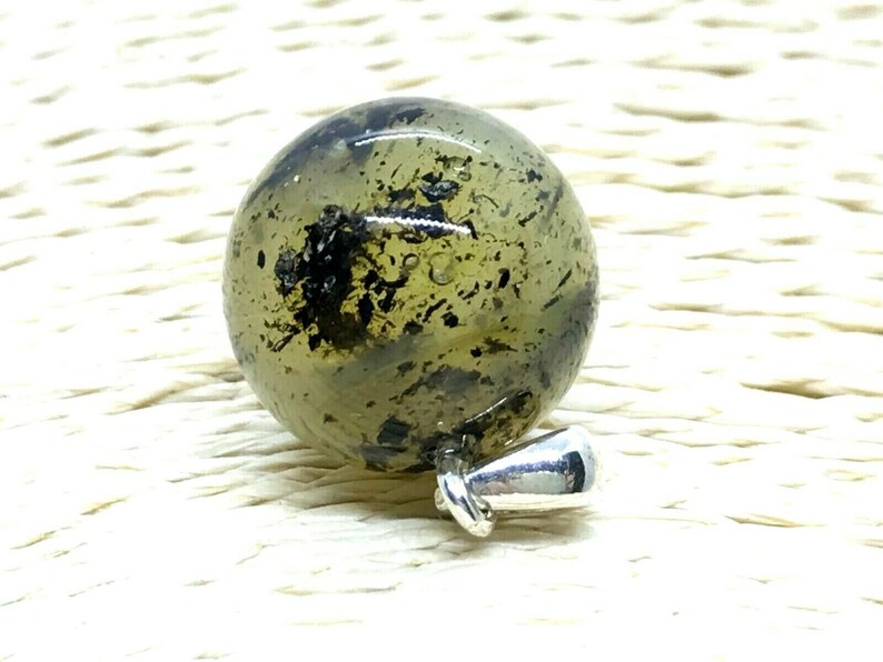 Amber Pendant Natural BALTIC AMBER PENDANT Round Bead Ball Gift Silver 925 Ladies Jewelry 2,8g 14654