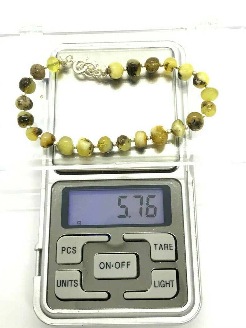 AMBER BRACELET With Clasp Natural BALTIC Amber Beads Silver 925 Ladies Gift Jewelry 14721