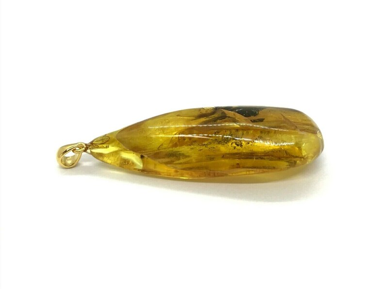 2 Insects Natural Baltic Amber Pendant With Insect Inclusion SilverGP 8,2g 6909