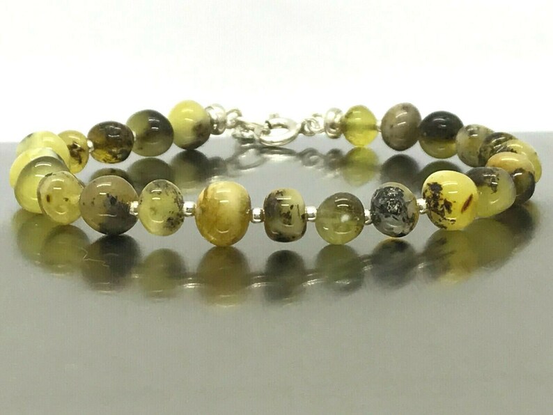 AMBER BRACELET With Clasp Natural BALTIC Amber Beads Silver 925 Ladies Gift Jewelry 14721
