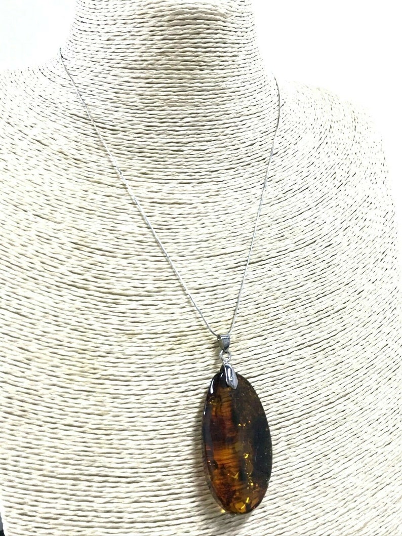 AMBER PENDANT Natural Baltic Amber Polished Cognac Drop Stone Bead 8,1 g 10052