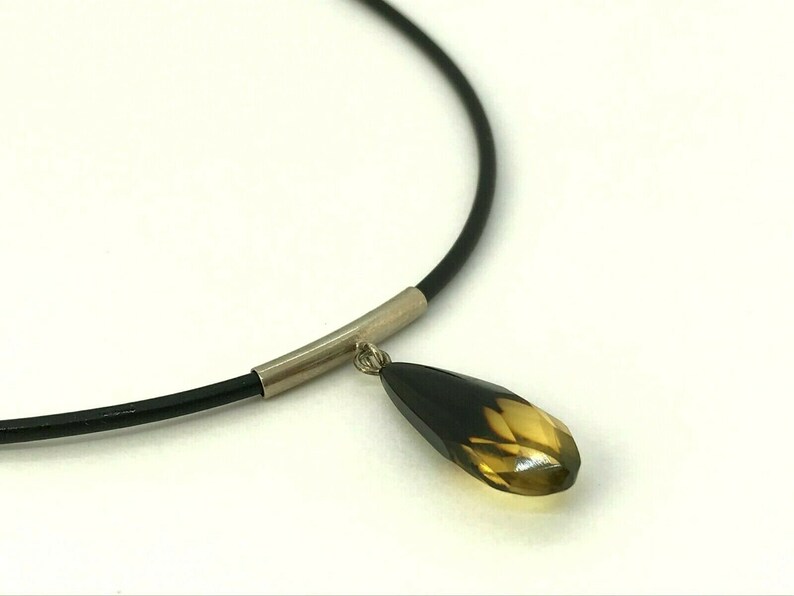 Real Baltic Amber Tear Drop Faceted Bead Stone Genuine Pendant on cord 3966