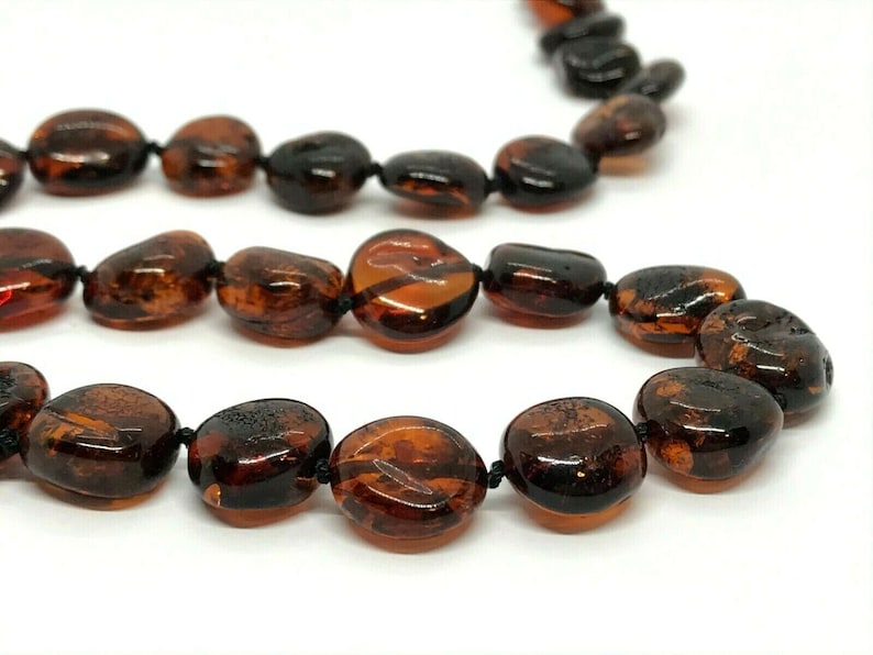 AMBER Necklace Cherry BALTIC AMBER Beads Ladies Knotted Gift Jewelry 18,7g 14272