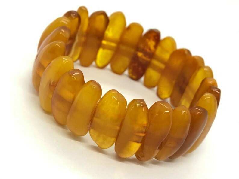 Old Vintage Natural BALTIC AMBER BRACELET Egg Yolk Butterscotch Beads 27,4g 9147