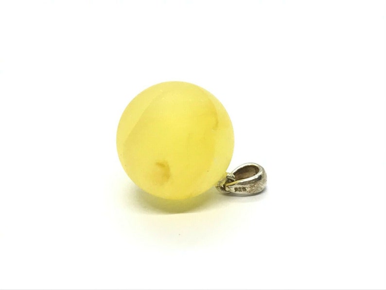 Amber Pendant Natural BALTIC AMBER PENDANT Round Bead Unpolished Untreated Silver 925 Ladies Jewelry 3,8g 8980