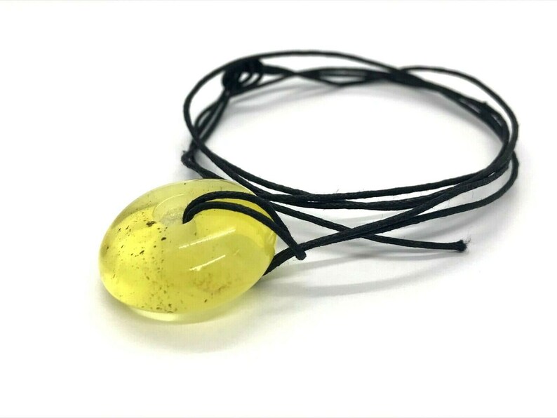 Amber Pendant Real Natural Baltic Amber Pendant donut shape on black cord unisex 6,2g 5563