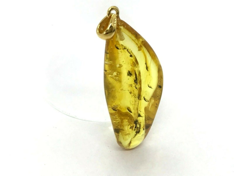 Real Natural Baltic Amber Pendant With Insect Inclusion Drop SilverGP 4,3g 6818