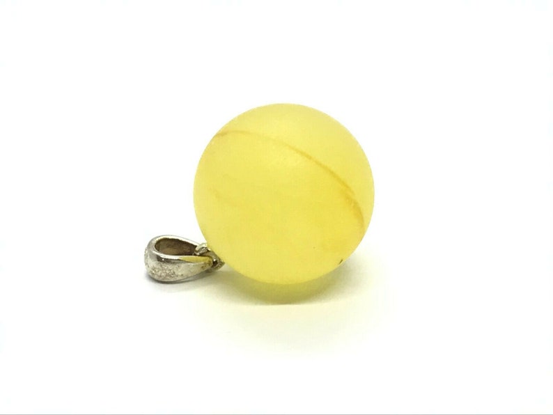 Amber Pendant Natural BALTIC AMBER PENDANT Round Bead Unpolished Untreated Silver 925 Ladies Jewelry 3,8g 8980