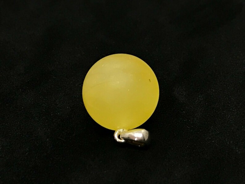 Amber Pendant Natural BALTIC AMBER PENDANT Round Bead Unpolished Untreated Silver 925 Ladies Jewelry 3,8g 8980