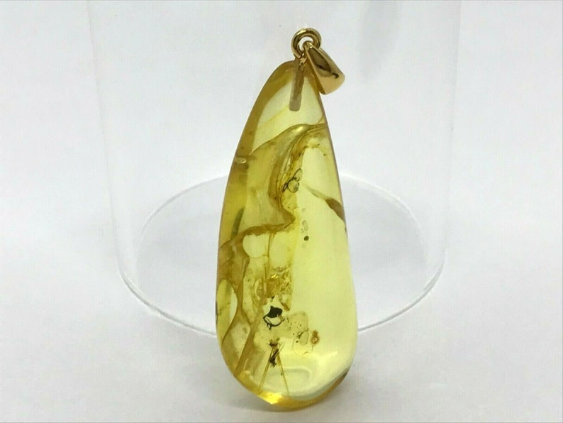 2 Insects Natural Baltic Amber Pendant With Insect Inclusion Silver GP 5 g #5117