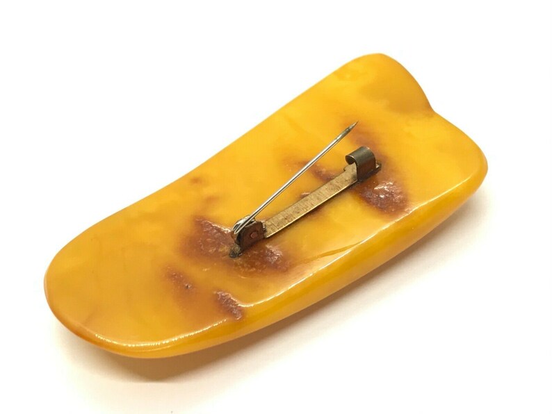 Old Vintage Natural BALTIC AMBER BROOCH Egg Yolk Butterscotch Antique 18g 11434