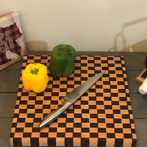 End Grain Butcher Block Cutting Board in Checkerboard Pattern