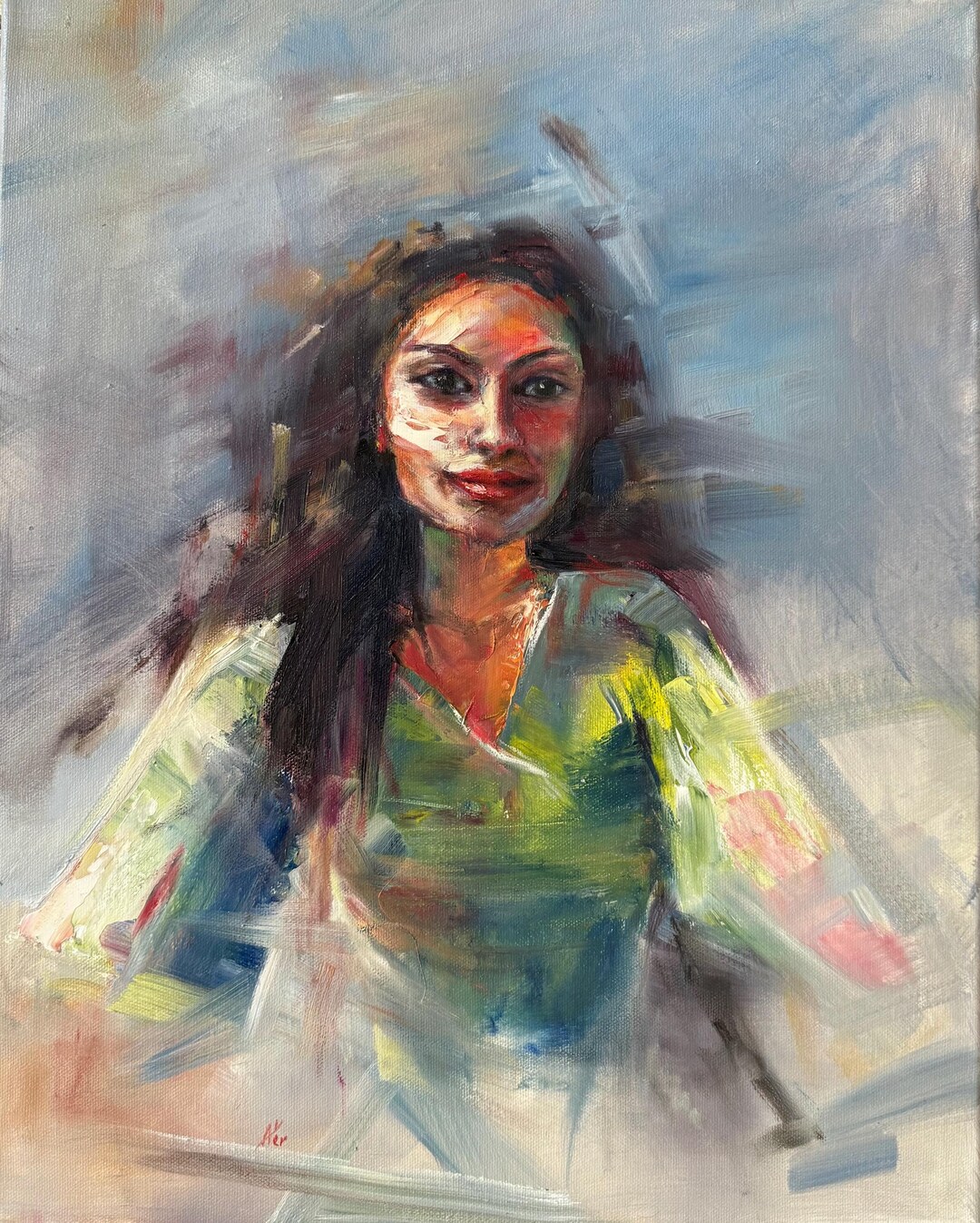 Original Oil on Canvas Painting, Girl Portrait, Female Abstract ...