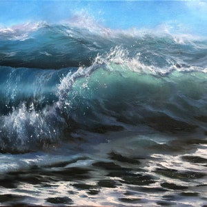 Original sea oil painting, 40x50cm ( 16x20 inch), seascape, coastal wall art, wave painting, ocean, surf, storm