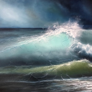 Giclée PRINT of an oil painting, fine art print, seascape, ocean waves, gift, limited edition prints, sea oil painting to buy