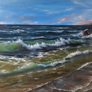 Giclée PRINT of an oil painting, fine art print, seascape, ocean waves, gift, limited edition prints, sea oil painting to buy