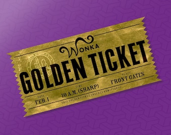 Boleto Dorado de Willy Wonka personalizable Moderno