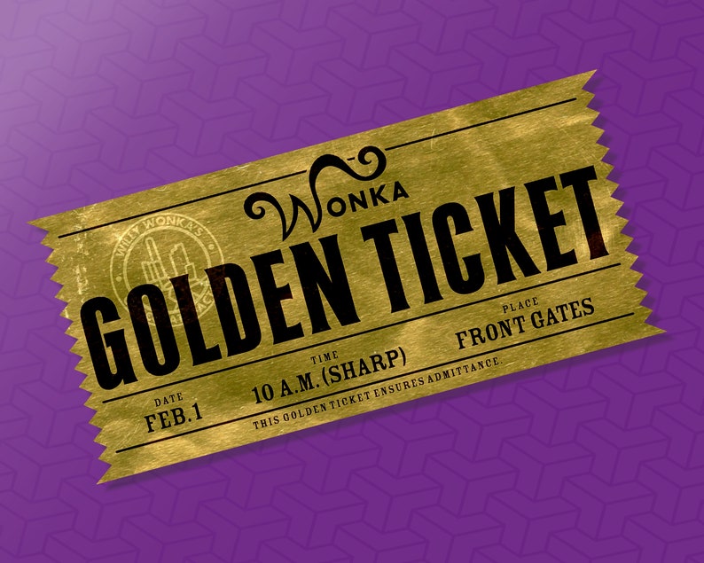 Customizable Willy Wonka's Golden Ticket Modern - Etsy UK