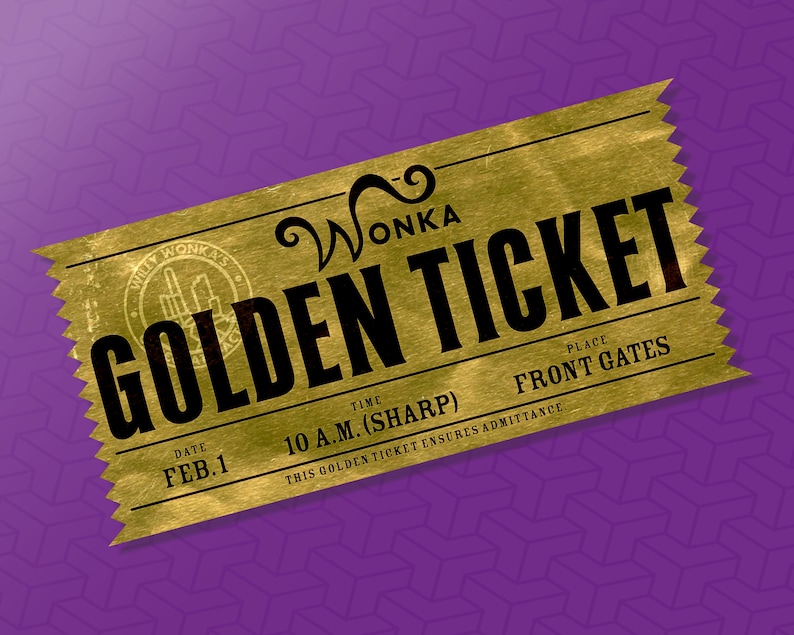 Customizable Willy Wonka's Golden Ticket Modern - Etsy UK