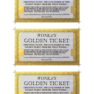 Customizable Willy Wonka's Golden Ticket Classic (Instant Download) - Etsy