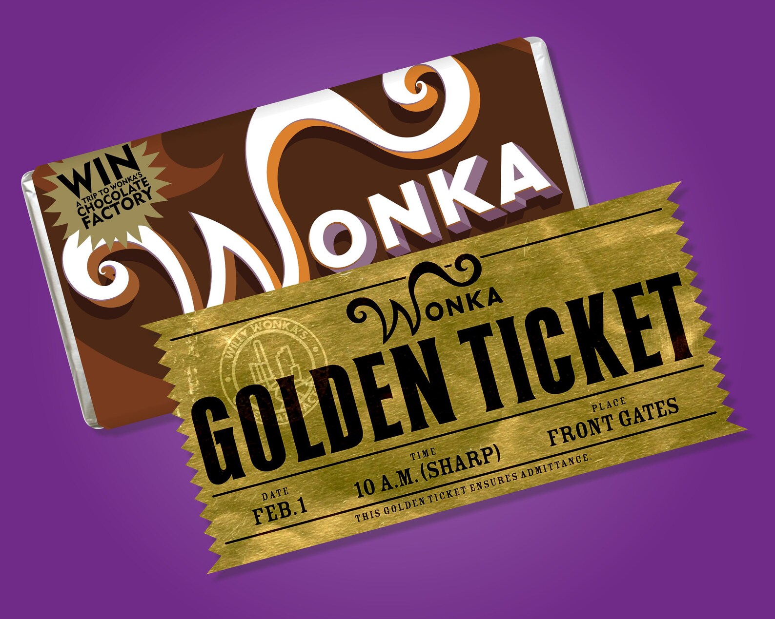 Customizable Willy Wonka s Golden Ticket Modern Etsy