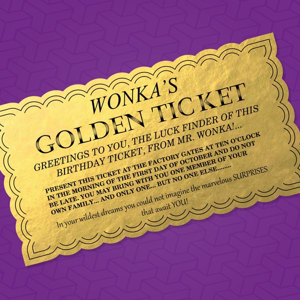 Customizable Willy Wonka's Golden Ticket Classic