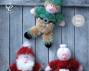 Patrón de tejido fácil para juguetes navideños de oropel de King Cole 9029