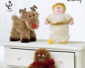 King Cole Tinsel Christmas Toys Easy Knit Pattern 9055