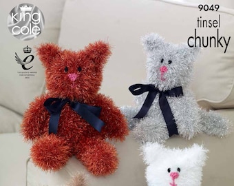 Patrón de tejido de punto para juguetes de gatos con guirnaldas 9049