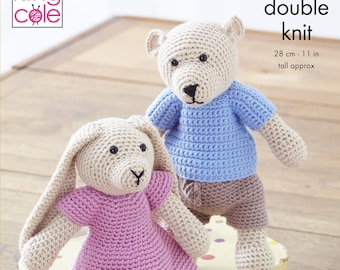 Patrón de amigurumi a crochet, juguetes de oso y conejo 9126, DK,